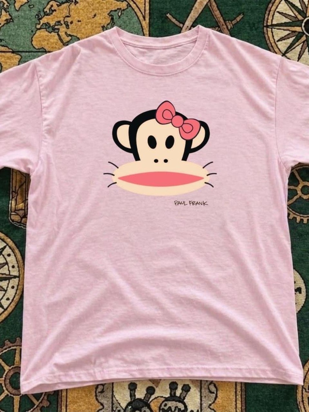 Gildan Pink Paul Frank Short Sleeve Tee with Bow Monkey Graphic